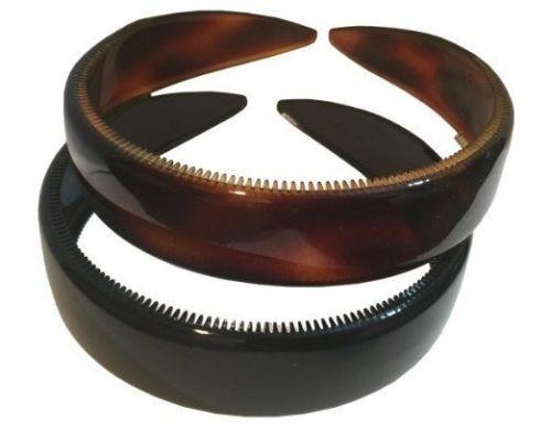 Parcelona French Wide 1 Inch Shell & Black Headbands with Inner