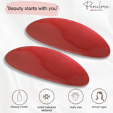 Parcelona French Oval Glossy Red Large Celluloid Hair Barrettes for Women (2Pcs)