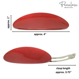 Parcelona French Oval Glossy Red Large Celluloid Hair Barrettes for Women (2Pcs)