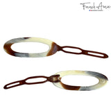 French Amie Oval Cut Out Small Handmade Celluloid Snap Hair Barrettes (2Pcs)