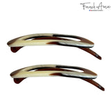 French Amie Oval Cut Out Small Handmade Celluloid Snap Hair Barrettes (2Pcs)