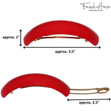 French Amie Curved Oblong Large Celluloid Handmade Hair Barrette for Women