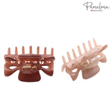 Parcelona French Classic Small Celluloid Hair Claws for Women and Girls (4 Pcs)