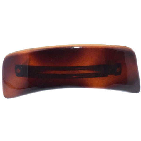 Parcelona French Curved Rectangle Shell Small Celluloid Hair Barrette for Women