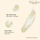 French Amie Oval Cut Out Small Handmade Celluloid Snap Hair Barrettes (2Pcs)