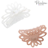 Parcelona French Plume Medium 3" Celluloid Acetate Hair Claw for Women (2 Pcs)