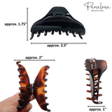 Parcelona French Boss Thin and Narrow Celluloid Hair Claws for Women (2 Pcs)