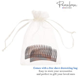 Parcelona French Shell Celluloid 16 Teeth Side Hair Combs for Women (2 Pcs)