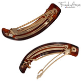 French Amie Curved Oblong Large Celluloid Handmade Hair Barrette for Women