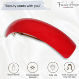 French Amie Curved Oblong Large Celluloid Handmade Hair Barrette for Women