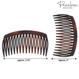 Parcelona French Shell Celluloid 16 Teeth Side Hair Combs for Women (2 Pcs)