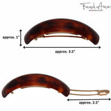 French Amie Curved Oblong Large Celluloid Handmade Hair Barrette for Women