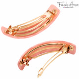 French Amie Curved Oblong Large Celluloid Handmade Hair Barrette for Women