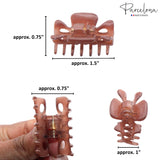 Parcelona French Classic Small Celluloid Hair Claws for Women and Girls (4 Pcs)