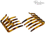 Parcelona French Crab Interlocking Medium Celluloid Hair Side Comb for Women