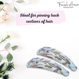 French Amie Clic Clac Large Handmade Celluloid Snap Hair Pins for Women(2 Pcs)