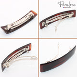 Parcelona French Rectangular Shell Large Celluloid Hair Barrette for Women