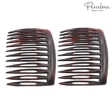 Parcelona French Compact Curved Fit Shell Small Celluloid Side Hair Combs(2 Pcs)