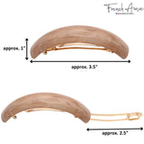 French Amie Curved Oblong Large Celluloid Handmade Hair Barrette for Women