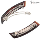 Parcelona French Rectangular Shell Large Celluloid Hair Barrette for Women