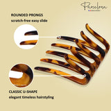 Parcelona French Crab Interlocking Medium Celluloid Hair Side Comb for Women