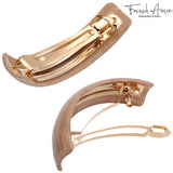 French Amie Curved Oblong Large Celluloid Handmade Hair Barrette for Women