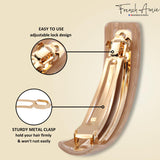 French Amie Curved Oblong Large Celluloid Handmade Hair Barrette for Women