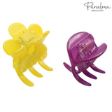 Parcelona French Classic Mini Yellow N Purple Celluloid Hair Claws for Women