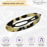 French Amie Oval Cut Out Small Handmade Celluloid Snap Hair Barrette for Women