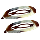 French Amie Oval Cut Out Small Handmade Celluloid Snap Hair Barrettes (2Pcs)