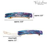 French Amie Small 2 1/4" Celluloid Handmade Hair Barrette for Women and Girls