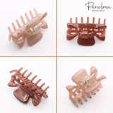 Parcelona French Classic Small Celluloid Hair Claws for Women and Girls (4 Pcs)