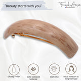 French Amie Curved Oblong Large Celluloid Handmade Hair Barrette for Women