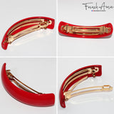 French Amie Curved Oblong Large Celluloid Handmade Hair Barrette for Women