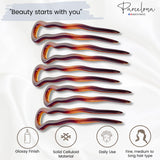 Parcelona French Mystic Large Shell Celluloid Hair Pins for Women & Girls(6Pcs)