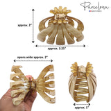 Parcelona French Fleur Medium 3.25" Wide Teeth Celluloid Hair Claw for Women