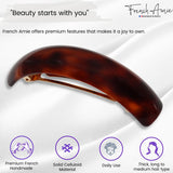 French Amie Curved Oblong Large Celluloid Handmade Hair Barrette for Women