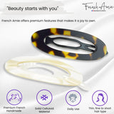 French Amie Oval Cut Out Small Handmade Celluloid Snap Hair Barrettes (2Pcs)