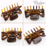 Parcelona French Classic 1.5" Small Celluloid Set of 3 Hair Claws for Women