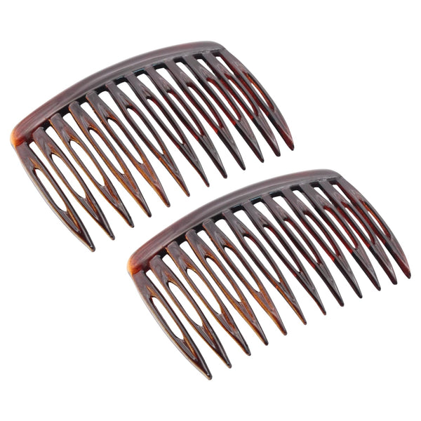 Parcelona French Compact Curved Fit Shell Small Celluloid Side Hair Combs(2 Pcs)