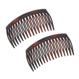 Parcelona French Shell Celluloid 16 Teeth Side Hair Combs for Women (2 Pcs)