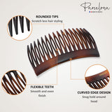 Parcelona French Shell Celluloid 16 Teeth Side Hair Combs for Women (2 Pcs)