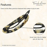 French Amie Oval Cut Out Small Handmade Celluloid Snap Hair Barrette for Women