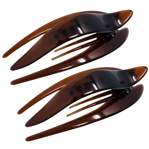 Parcelona French Beak Clasp Tortoise Shell Celluloid Hair Claw for Women (2Pcs)