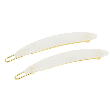 French Amie Narrow Oblong Small Set of 2 Hair Slide-in Barrette Clips