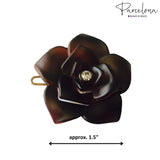 Parcelona French Flower Small 1.5" Celluloid Side Slide Snap Barrettes for Women