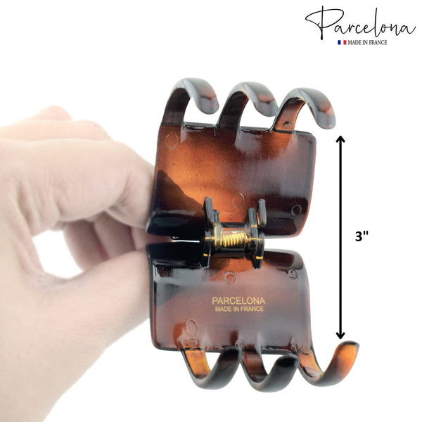 Parcelona French Square Shell Covered Spring Pony Jaw Hair Claw Clip C ...