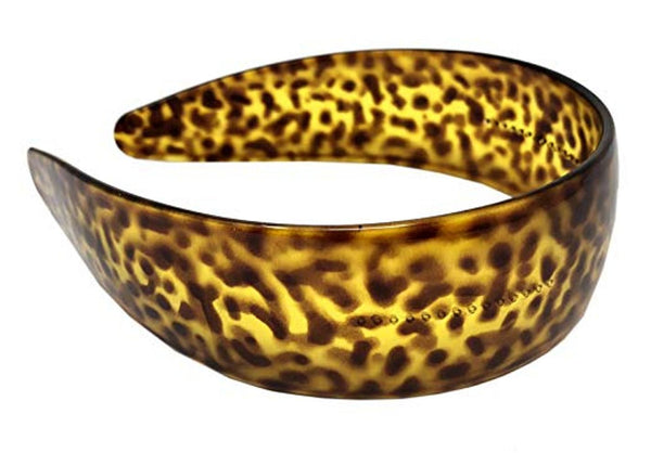 Parcelona French Wide Leopard Print Mustard Yellow Flexible Celluloid ...